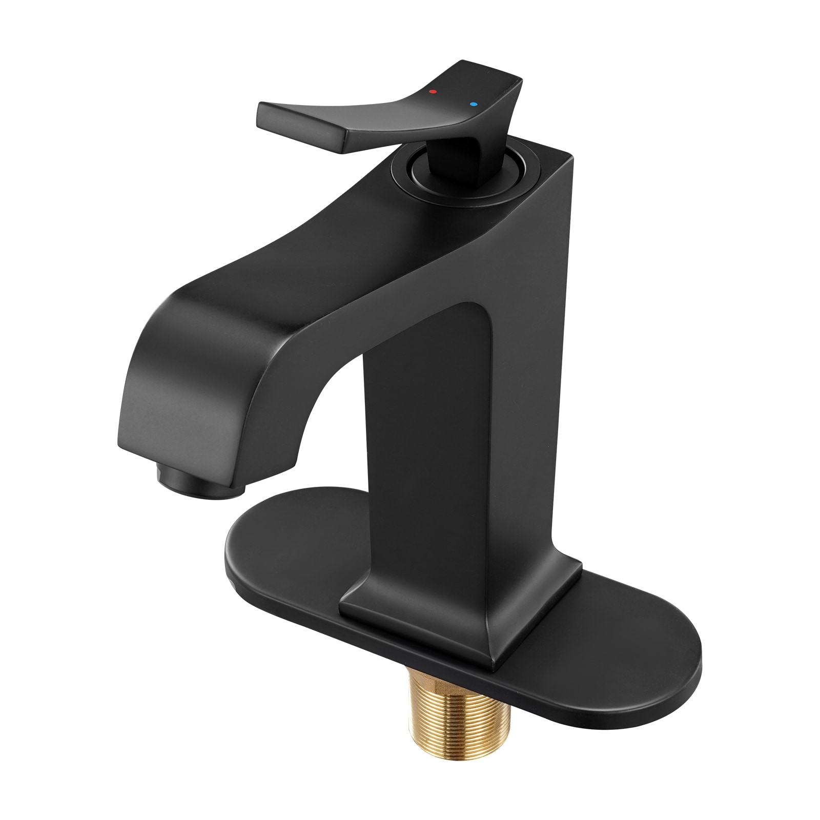 Matte Black Basin Faucet With Waterfall Spout And Sink Drain_voghion.com